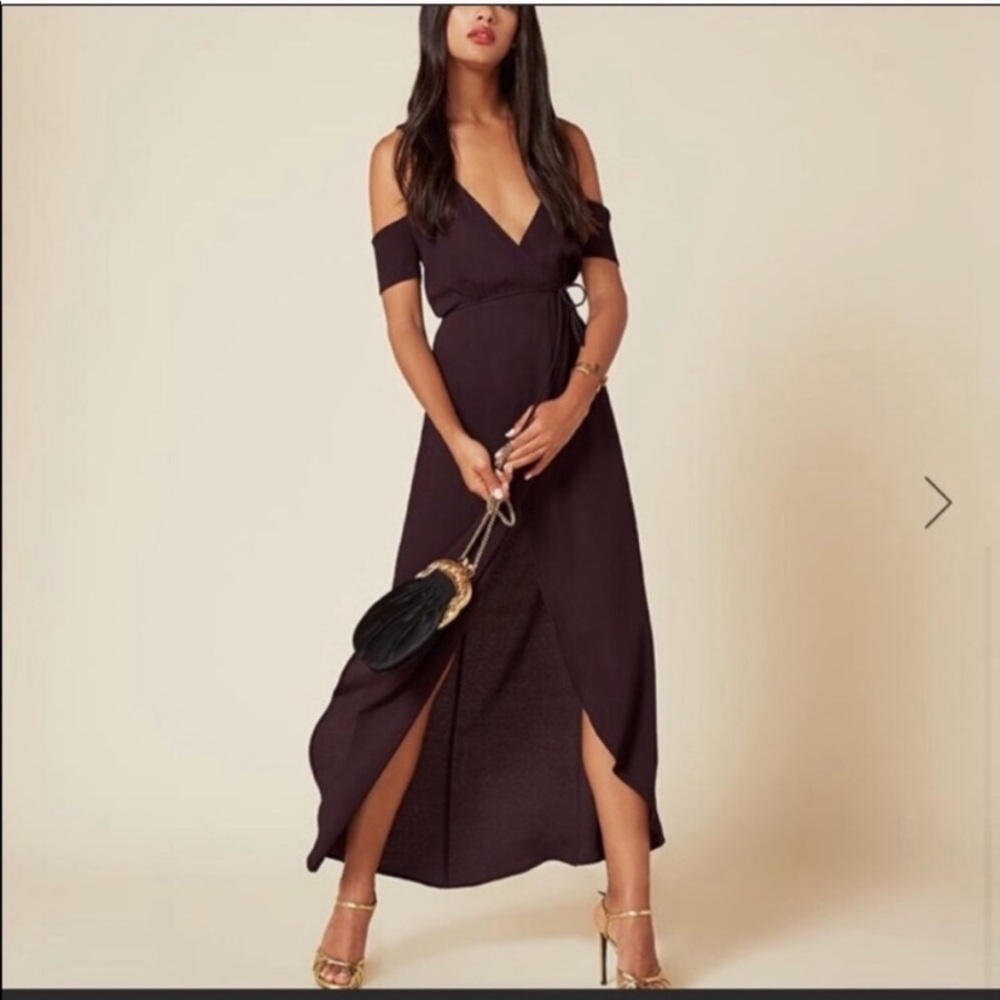 Reformation Jules Wrap Maxi Dress Fig Purple 2